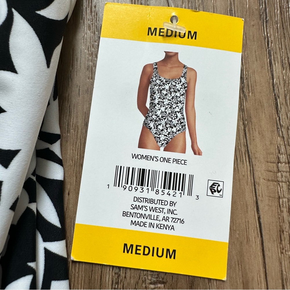 NWT! Land’s End Women’s Swimsuit, Scoop Neck, Floral, Black/White, Medium‎ - Picture 5 of 10